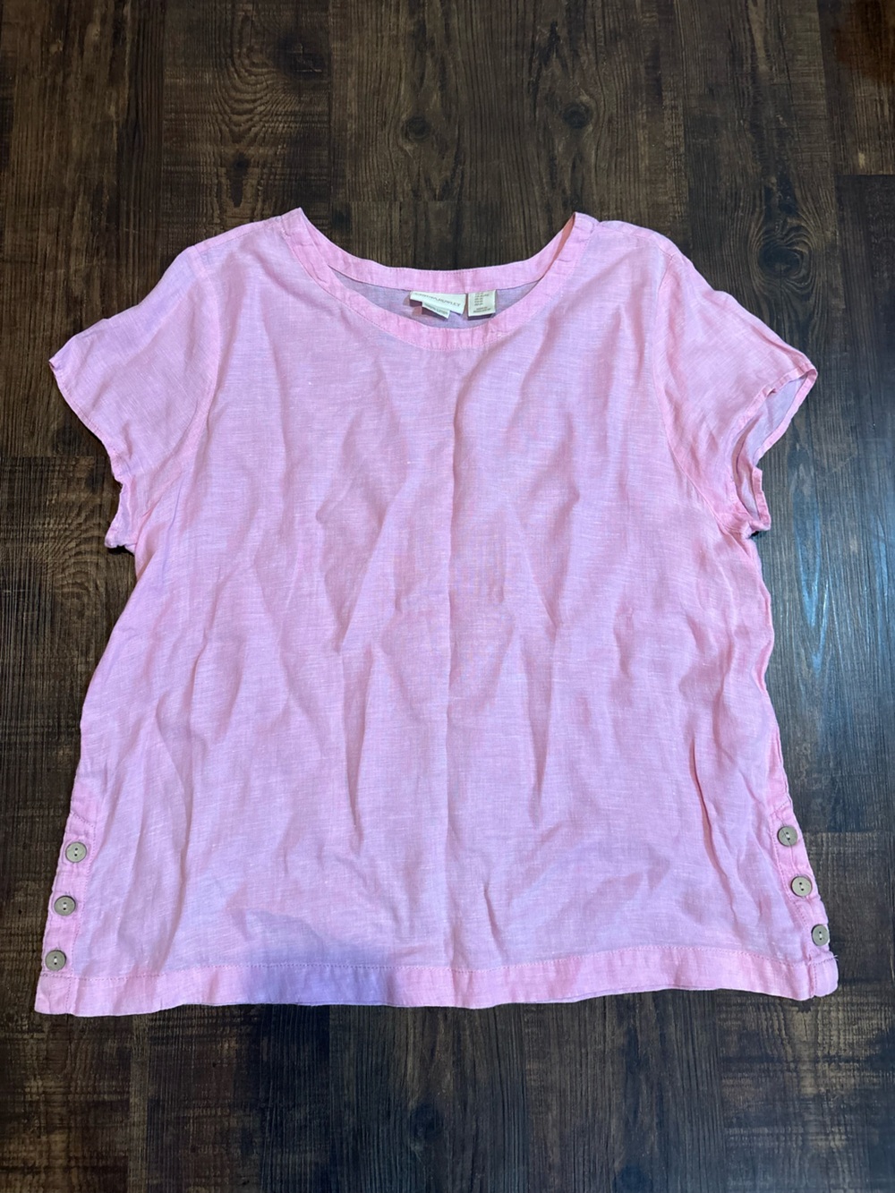 Cynthia Rowley Light Pink Short Sleeve Tee with Side Button Detail